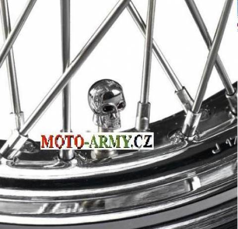 Čepičky na ventilky motocyklu lebka chromované