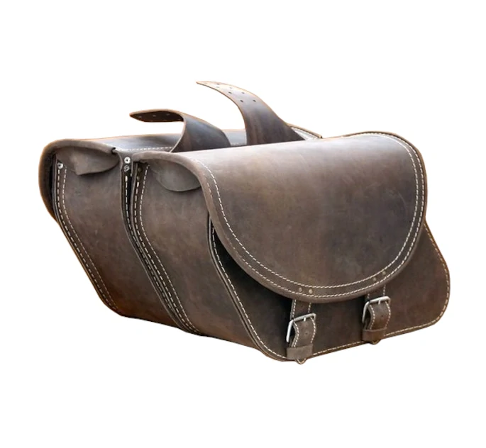 Hnědé kožené brašny 2x16 l Vintage