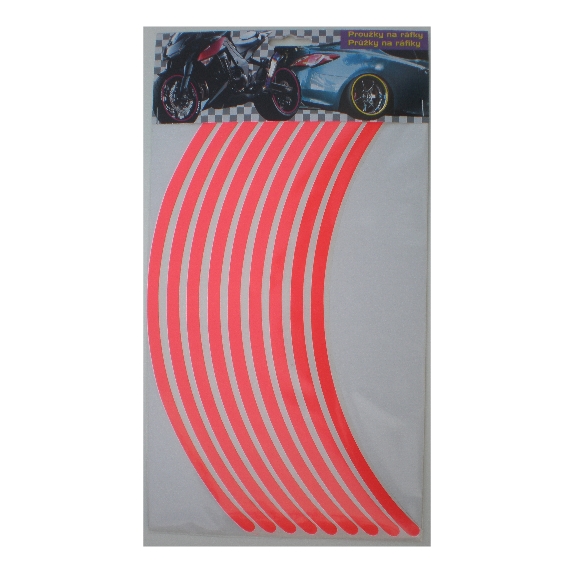 Fluorescentní proužky na ráfky motocyklu  šířka 9 mm různé barvy a velikosti ráfku