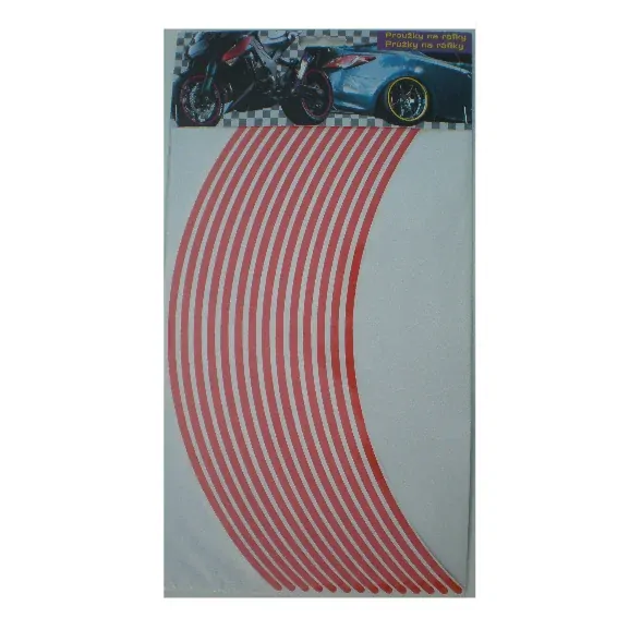 Světle  červené proužky na ráfek motocyklu  šířka 5 mm