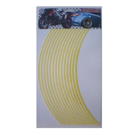 Světle žluté proužky na ráfek motocyklu  šířka 5 mm