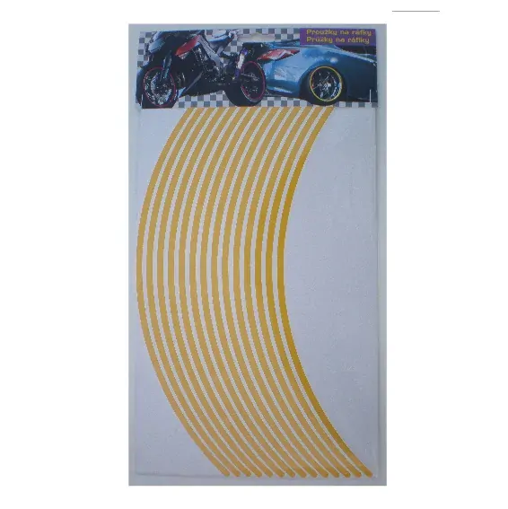 Tmavě žluté proužky na ráfek motocyklu  šířka 5 mm