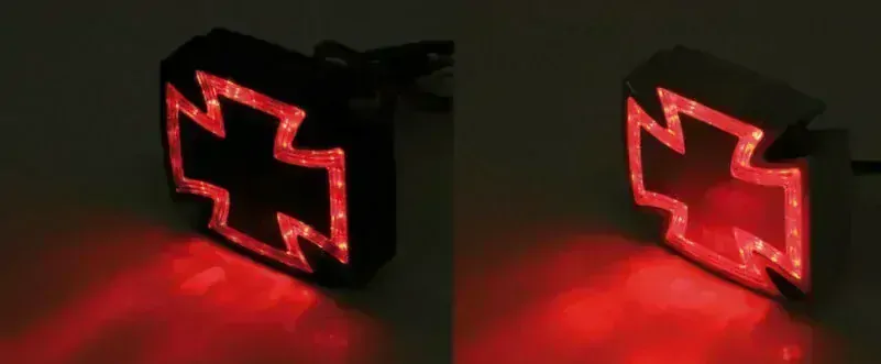 Zadní LED světlo ve tvaru kříže na motorku  černé