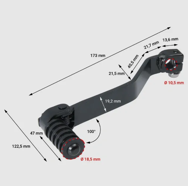 Řadící páka na motorku univerzální černá