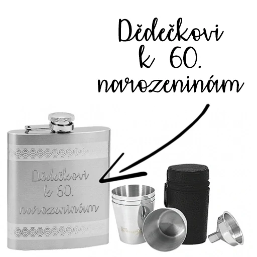 Placatka + kalíšky (7 dílná sada) - dárková sada s možností gravírování