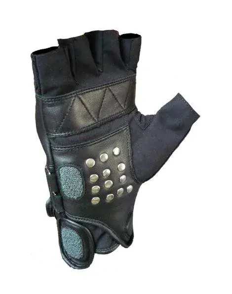 Kožené rukavice na motorku chopper  bez prstů s karbonovým chráničem