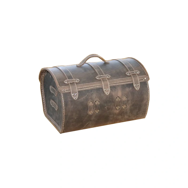 Kožený kufr - hnědý na moto chopper