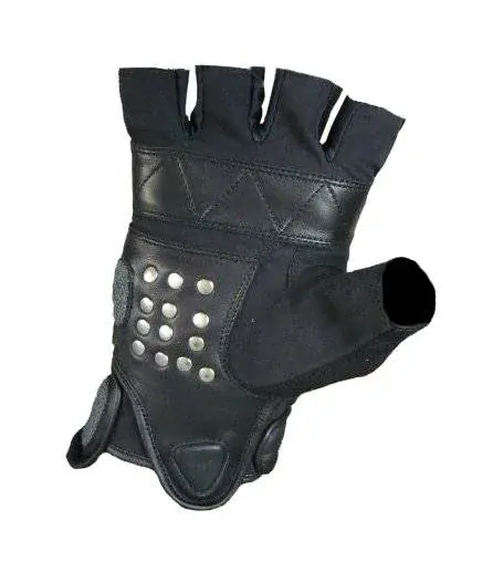 Kožené rukavice na motorku chopper  bez prstů s karbonovým chráničem