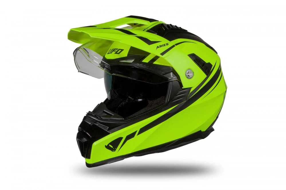 Enduro helma UFO Aries zeleno-žlutá