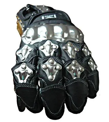 Kožené rukavice na motorku STEEL s kovovým chráničem