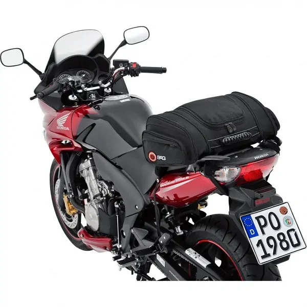 QBag Aragon – textilní moto zavazadlo na sedlo 14–20 l | rozšiřitelné, pláštěnka
