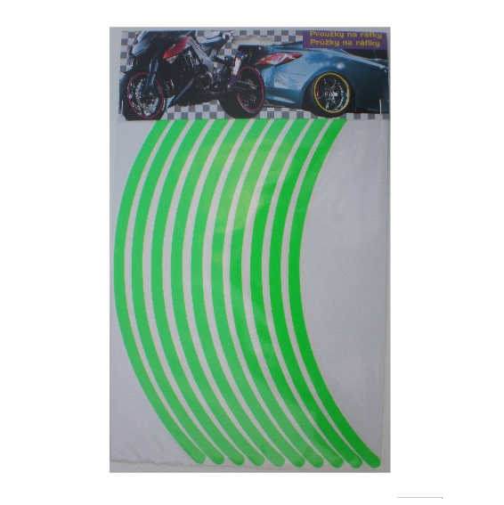 Fluorescentní proužky na ráfky motocyklu  šířka 9 mm různé barvy a velikosti ráfku