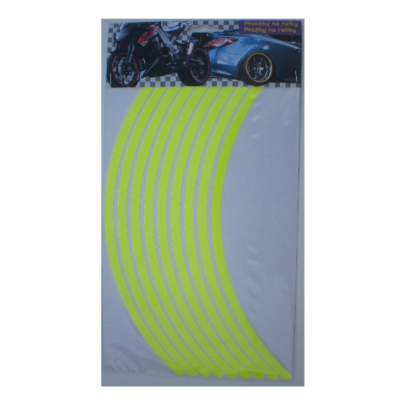 Fluorescentní proužky na ráfky motocyklu  šířka 9 mm různé barvy a velikosti ráfku