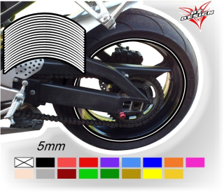 Bílé proužky na ráfek motocyklu  šířka 5 mm