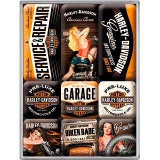 Magnety - 9 ks - Harley Davidson "Garage Babes"