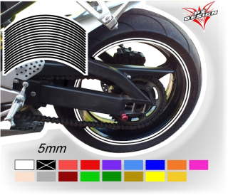 Černé proužky na ráfek motocyklu  šířka 5 mm