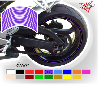Fialové proužky na ráfek motocyklu  šířka 5 mm