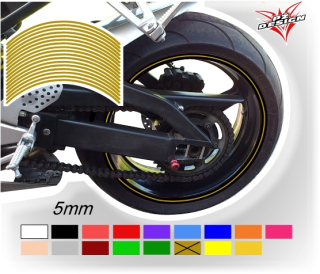Zlaté proužky na ráfek motocyklu  šířka 5 mm