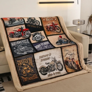 Microflanelová deka s beránkem Moto 150 × 200 cm – hřejivá deka pro motorkáře